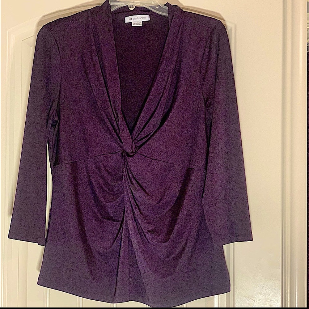 Liz Claiborne Purple V-Neck Top- Size L